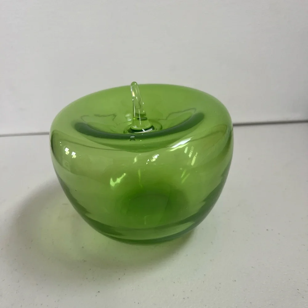Z-Gallerie Green Glass Apple Paperweight